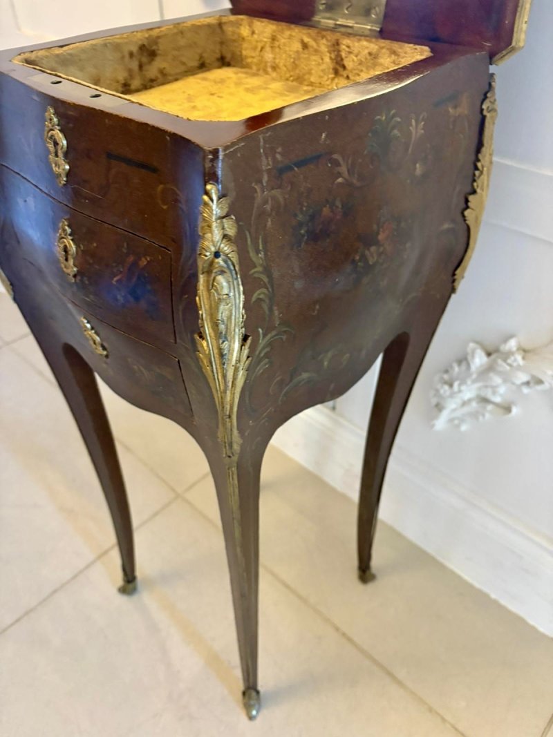 2802  Antique Victorian Quality French Lacquer Ormolu Mounted Jewellery Cabinet/Lamp Table - Image 8